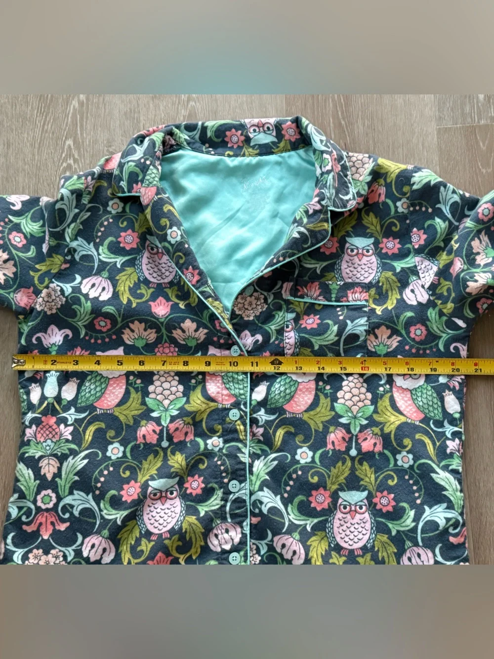 Nick & Nora Flannel Owl Pajama Set Soft Cottagecore Loungewear Nature Medium
